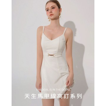 AIR SPACE 天生馬甲線 收腰魚骨短洋裝(附胸墊)(黑/白) 女裝 現貨