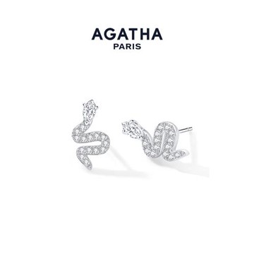 (免運)AGATHA/璦嘉莎蛇影蛻變系列耳釘純銀生日禮物