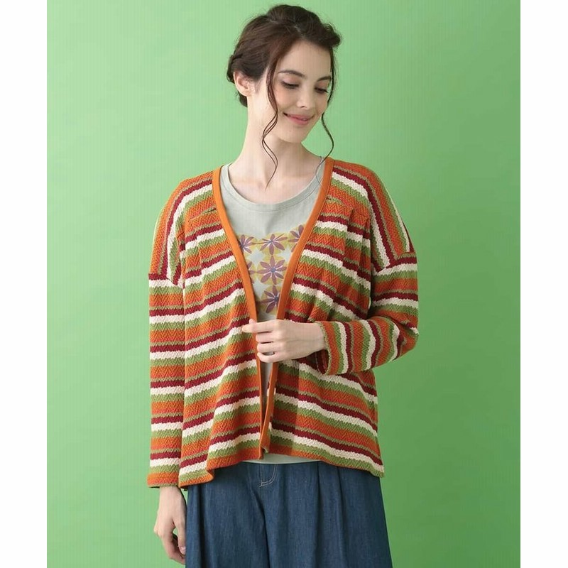 Jocomomola ホコモモラ Rio マルチボーダーニットカーディガン レディース オレンジ 通販 Lineポイント最大1 0 Get Lineショッピング