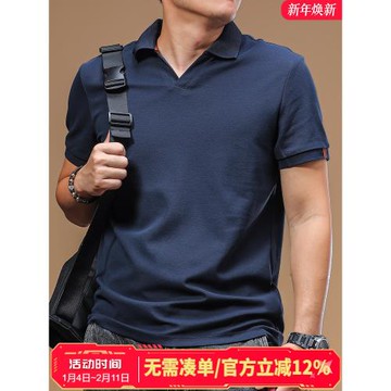 季言polo衫男士夏季2025新款高級感 夏季海鷗領商務休閑t恤上衣男
