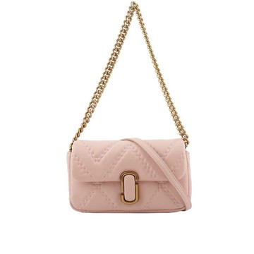 [平輸]MARC JACOBS THE J MARC 縫線小羊皮翻蓋迷你二用包(玫瑰粉)