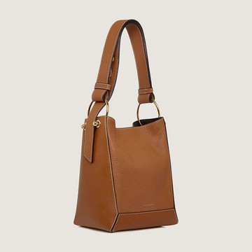 Strathberry - Lana Midi Bucket Bag - Leather Bucket Bag - Tan