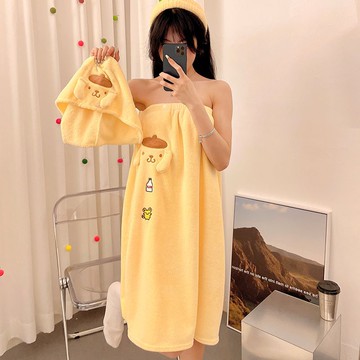 免運 幹髮帽 三件套布丁狗浴巾女款可穿可裹浴裙吸水浴帽干發帽洗澡大毛巾家用