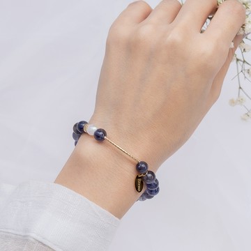 真我如一‧堇青石月光石天然水晶彈性手環-E40060