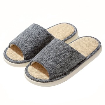 AXIS 艾克思 加厚底透氣亞麻靜音防滑室內拖鞋 男女款 灰色  35-36  1雙