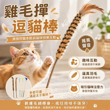 雞毛撣逗貓棒 貓咪互動玩具 真羽毛逗貓棒 搖晃鈴鐺 貓玩具 貓咪解悶玩具 羽毛逗貓棒 真羽毛鈴鐺款 逗趣吸睛