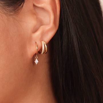 s925銀歐美風微鑲鋯石時尚菱形耳環 女生耳環 易扣耳環