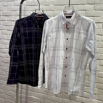 TOP_KOREA 正韓CF MELLENIUM  抗皺免燙不規則大格子長襯 D558