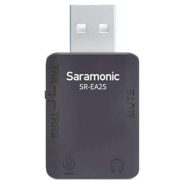 Saramonic 楓笛 音頻轉接頭 SR-EA2S，支援TRS/TRRS，具備靜音功能，USB隨插即用  1個