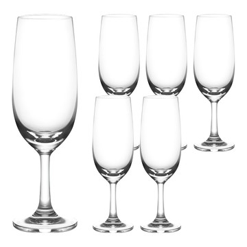 Ocean Society 香檳杯 透明高腳玻璃杯 無鉛玻璃 190ml  6個