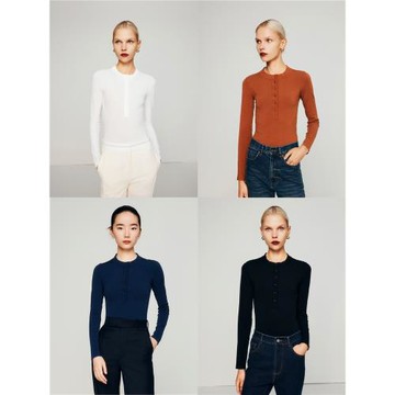 Z老板 雕塑線條感 半開領毛針織衫女秋冬季高彈力修身打底衫上衣