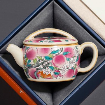 汝窯萬桃漢瓦壺茶壺單壺家用泡茶壺輕奢高檔茶水壺功夫茶具泡茶器
