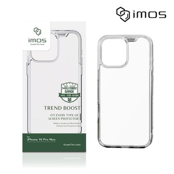 imos iPhone 16 Pro Max 6.9吋 軍規認證雙料防震保護殼(透明)