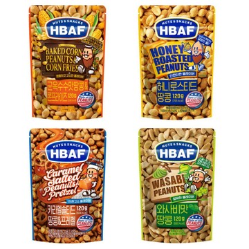 HBAF 花生系列 蜂蜜奶油 l 芥末 l 烤玉米味花生玉米粒 l 焦糖鹽味花生蝴蝶餅 120g