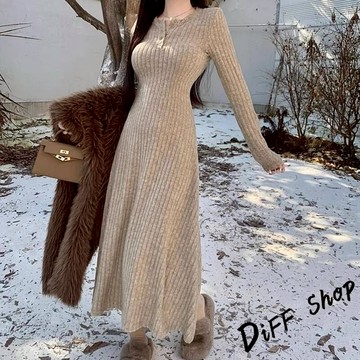 韓版氣質長版針織洋裝 套裝【S372】