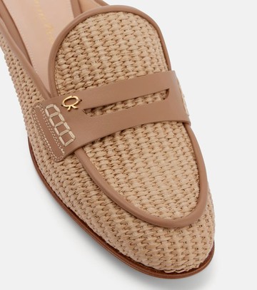 Gianvito Rossi Florio Marbella leather-trimmed raffia mules