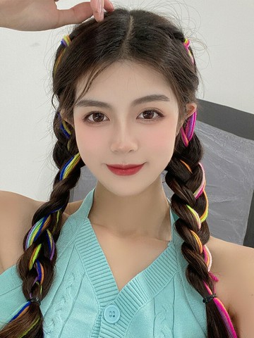 網紅編發彩繩臟臟辮頭繩臟辮發繩神器絲帶兒童彩色頭飾發飾彩帶夏