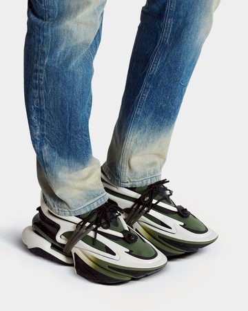 BALMAIN 經典綠拼色休閒運動鞋 - 42