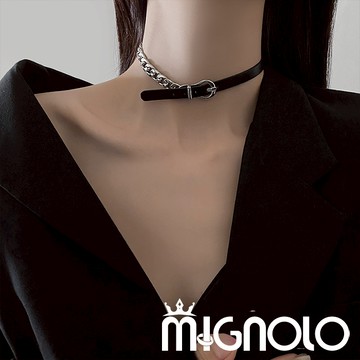 MIGNOLO💫皮革金屬頸鍊 項鍊 嘻哈 毛衣 甜酷 百搭 項鍊