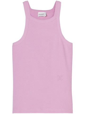 Closed - Racer fine-ribbed tank top - women - Organic Cotton/Elastane - L - Pink