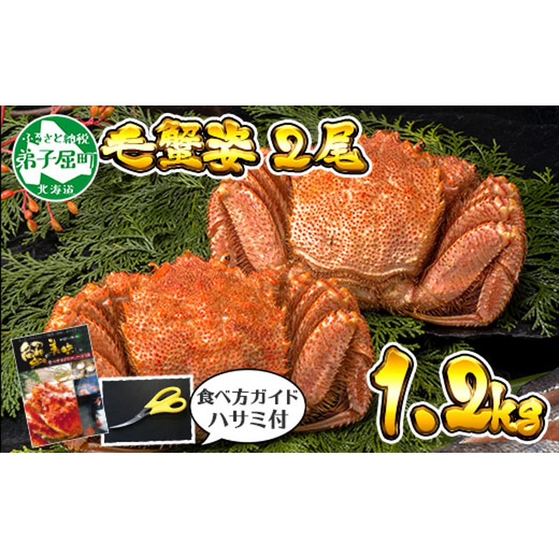 1217. 毛蟹 2尾 計1.2kg前後 食べ方ガイド・専用ハサミ付 カニ かに 蟹 海鮮 ボイル 送料無料 北海道 弟子屈町 通販  LINEポイント最大4.0%GET | LINEショッピング