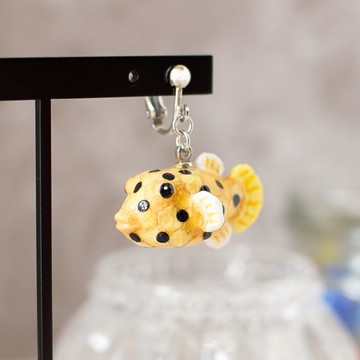 和紙飾品 耳夾/耳針 箱魨/河豚 幼魚造型