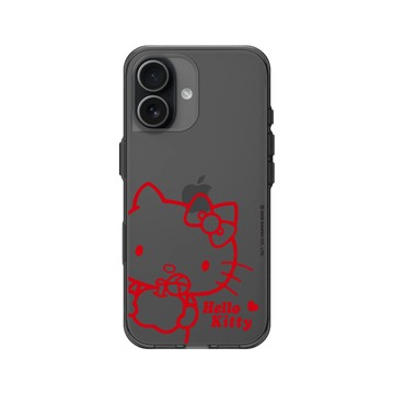 iPhone 17 Clear (相機按鈕) 酷墨灰 - 三麗鷗-Hello Kitty - 簡約系列-蘋果咬一口