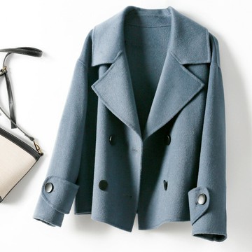 【巴黎精品】現貨+預購 真 100%羊毛大衣 毛呢外套-保暖短版學院風經典雙排扣女外套5色p1ag61