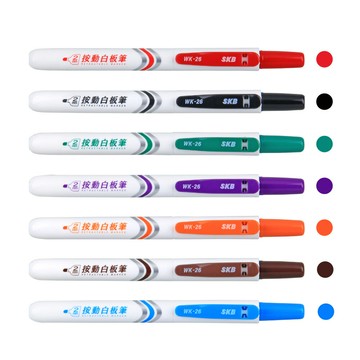 SKB 易手控按動白板筆 2mm / 圓頭 7色 12支入/盒 WK-26