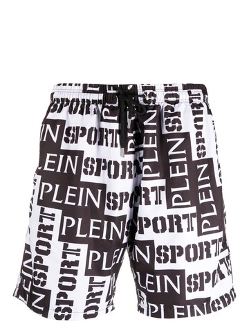 Plein Sport - logo-print swim shorts - men - Polyester - XXL - White