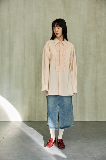 立體縐褶裝飾襯衫