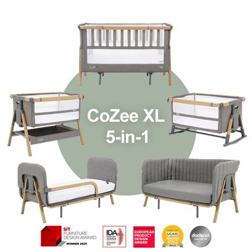 英國萬能五合一床TUTTI CoZee XL-配件全附全套組(搖擺床/床邊床/嬰兒床/兒童床/沙發)