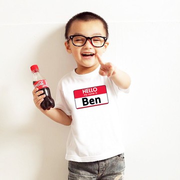 客製寶貝姓名T恤name兒童短袖T恤 白色 下訂備註寶貝姓名訂製童裝