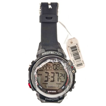 JAGA 捷卡 男用冷光數字錶，保證防水 可游泳 夜間冷光  黑色