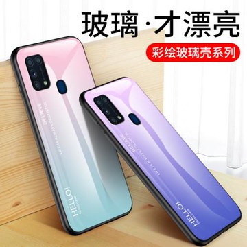 適用三星M31手機殼保3星M31硅膠套GalaxyM31全包邊防摔m31彩繪玻璃殼Samsung網紅男女新款潮牌情侶三一外殼子