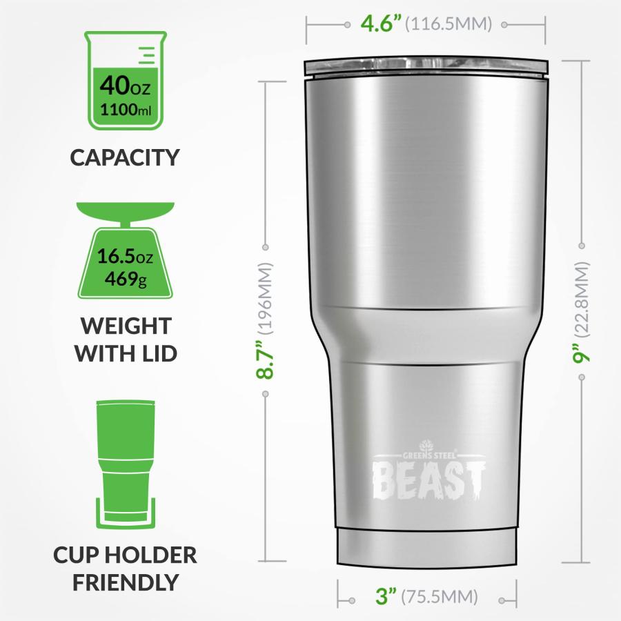 Flask Beast oz Tumbler Stainless Steel Vacuum Insulated Coffee Ice Cup Double Wall Travel