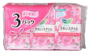 Laurier 美麗風格護墊(淡雅玫瑰) 36枚*3包