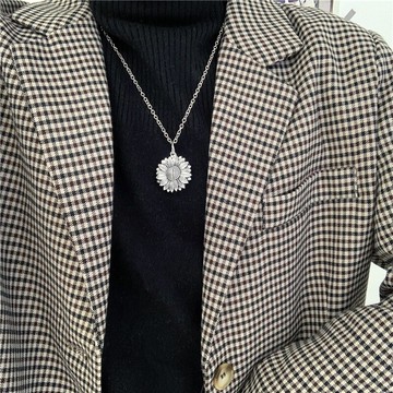 復古網紅向日葵嘻哈項鏈男韓版ins簡約學生百搭女街頭毛衣鏈子潮