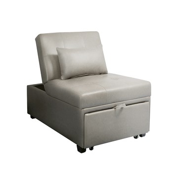 【Hampton 漢汀堡】盧卡斯耐磨皮單人沙發床-多色可選耐磨皮卡其