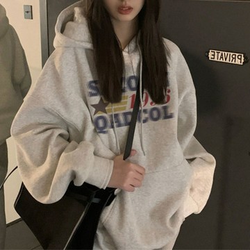 P3-【免費參觀】連帽外套 秋冬外套 外套女 美式衛衣女春秋款潮牌寬鬆復古字母印花連帽港風百搭休閒外套上衣