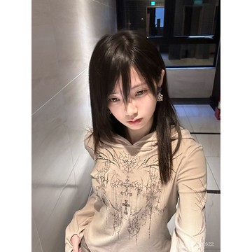 【臺灣有貨】亞文化長袖T恤薄防曬連帽衛衣緊身朋克搖滾女秋冬款設計感y2k上衣