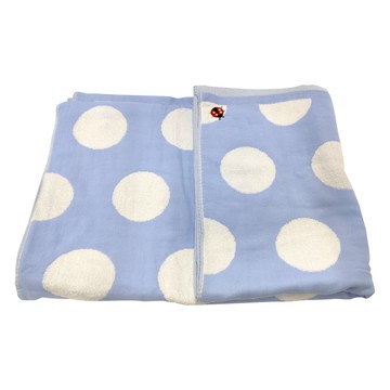 星紅織品 點點刺繡小瓢蟲浴巾  藍色  1條