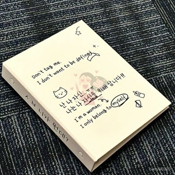 台灣出貨-A5黑白小貓簡約卡冊可愛宮格九宮格活頁硬殼明信片小卡收納相冊