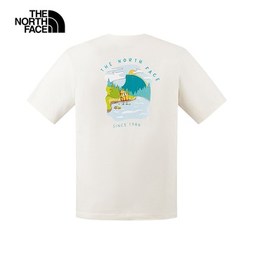 The North Face北面男女款米白色純棉舒適短袖T恤｜8GZ6QLI