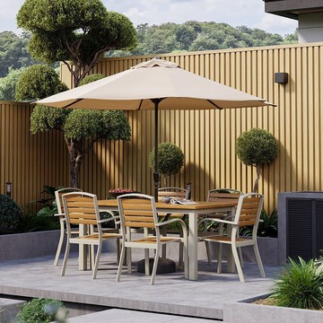 免運/公司貨 餐桌椅 桌椅組合 戶外塑木桌椅庭院陽臺花園防腐木休閑露天室外防水防曬餐桌椅組合 可開發票 全館五折 工廠現貨直銷 新品特價 z10303