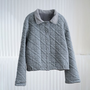 冬季翻領菱格棉外套122733C