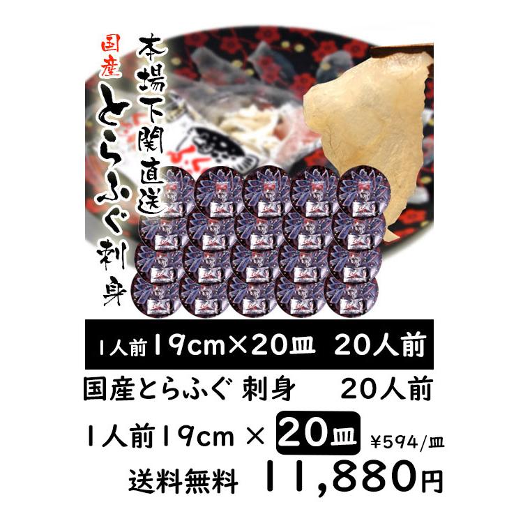 送料無料　下関とらふぐ刺身（19ｃｍ）1人前×20皿 国産 下関直送 冷凍