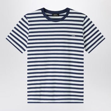Striped blue and white crew-neck T-shirt