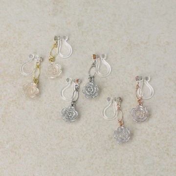 【現貨】耳環 耳夾 玫瑰 優雅花店 晶透 日本飾品 日本製造 OSEWAYA AXNH0560