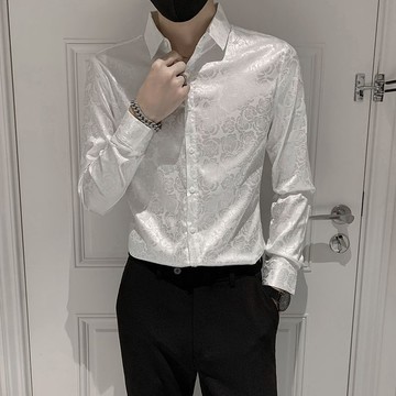 男裝夏季潮牌长袖衬衫男韩版潮流修身百搭痞帅上衣服男新款休闲衬衣潮